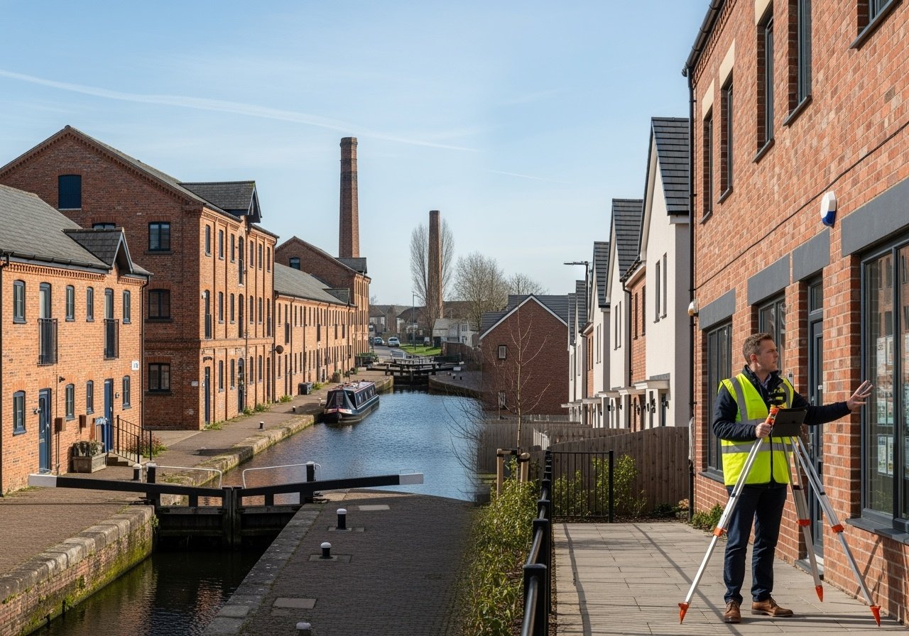 Ellesmere Port showing residential and industrial areas with professional surveyor
