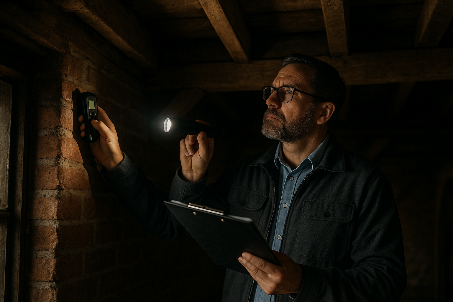 Detailed Level 3 building survey inspection showing structural elements and defect analysis